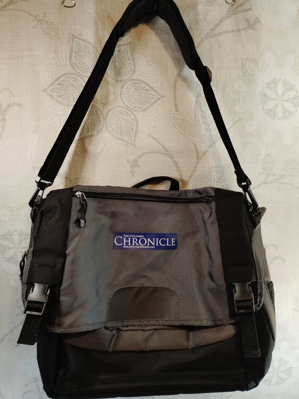 Gray& Black Laptop Messenger Bag with Shoulder Strap W/ Columbia Chronicle Logo